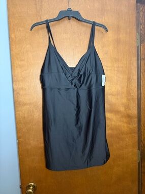 Old Navy Black One-Piece Swimdress with Twist Front